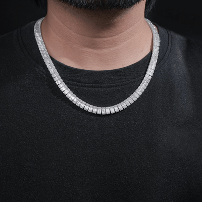 Moissanite 9 MM Square Baguette Chain - 925 Silver