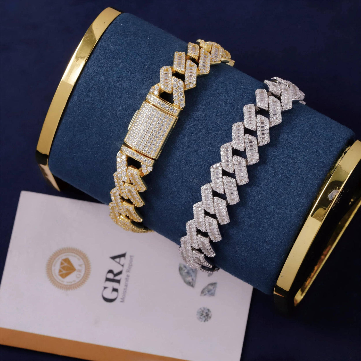 Moissanite Baguette Cuban Link Bracelet - 925 Silver