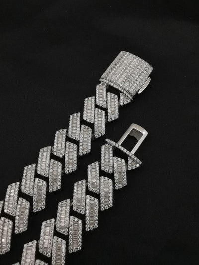 Moissanite Baguette Cuban Link Chain - 925 Silver