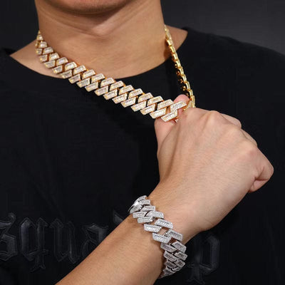 Moissanite Baguette Cuban Link Chain - 925 Silver