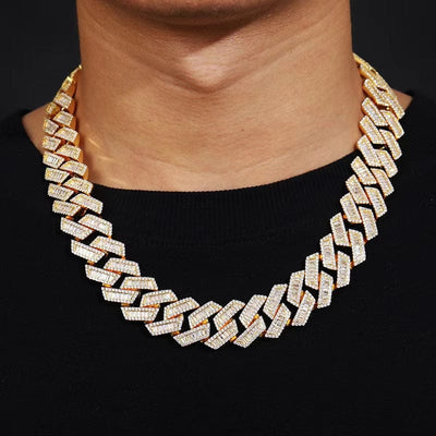 Moissanite Baguette Cuban Link Chain - 925 Silver