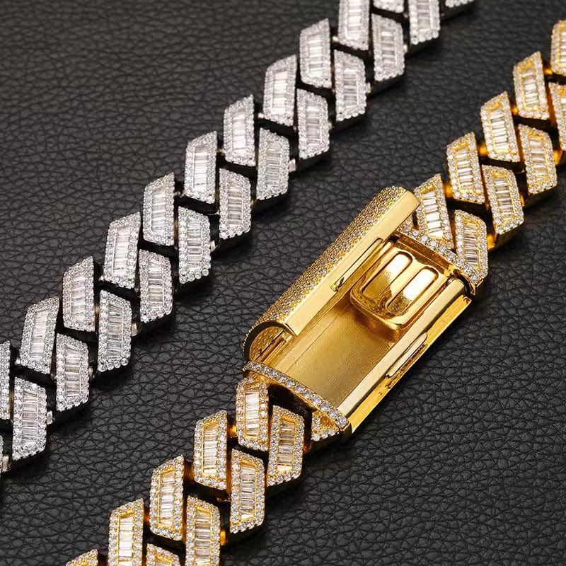 Moissanite Baguette Cuban Link Chain - 925 Silver