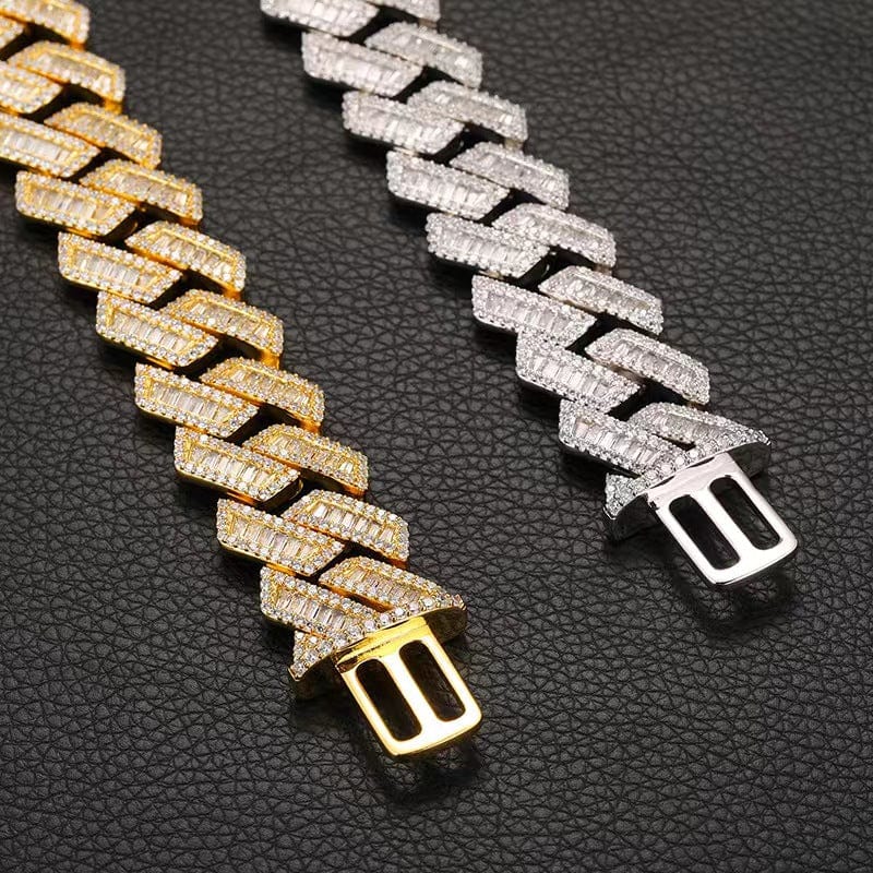 Moissanite Baguette Cuban Link Chain - 925 Silver