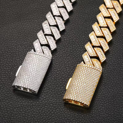 Moissanite Baguette Cuban Link Chain - 925 Silver