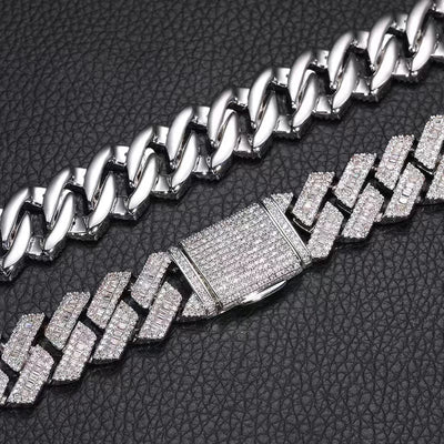 Moissanite Baguette Cuban Link Chain - 925 Silver