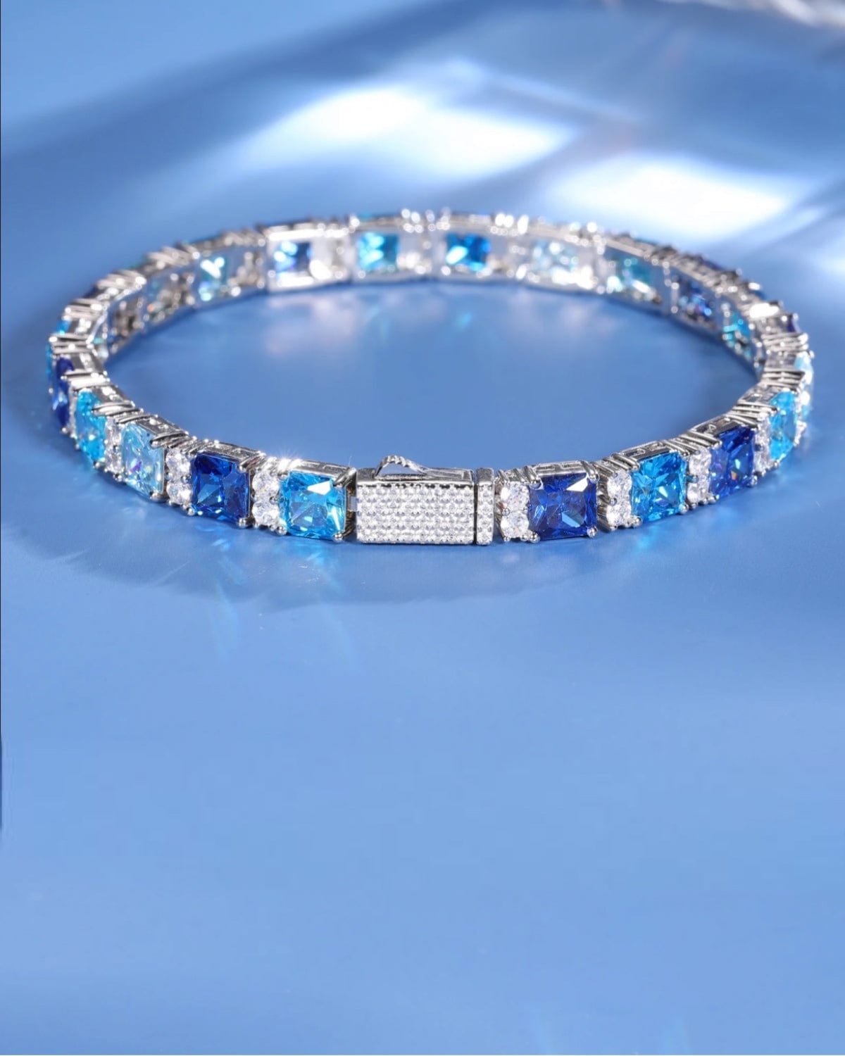 Moissanite Blue Ocean Bracelet - 925 Silver