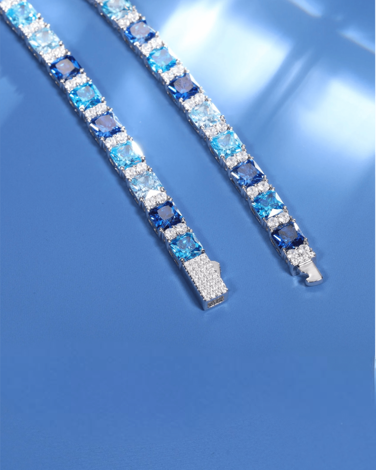 Moissanite Blue Ocean Bracelet - 925 Silver