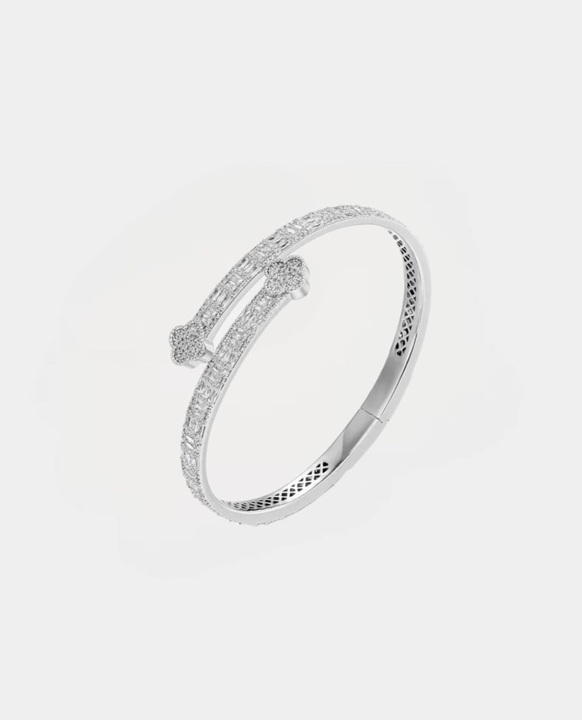 Moissanite Clover Bangle Bracelet - 925 Silver