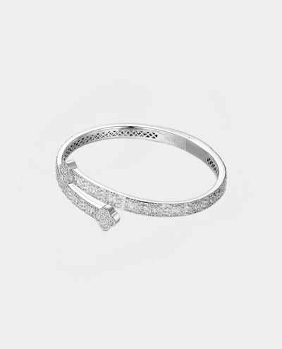 Moissanite Clover Bangle Bracelet - 925 Silver