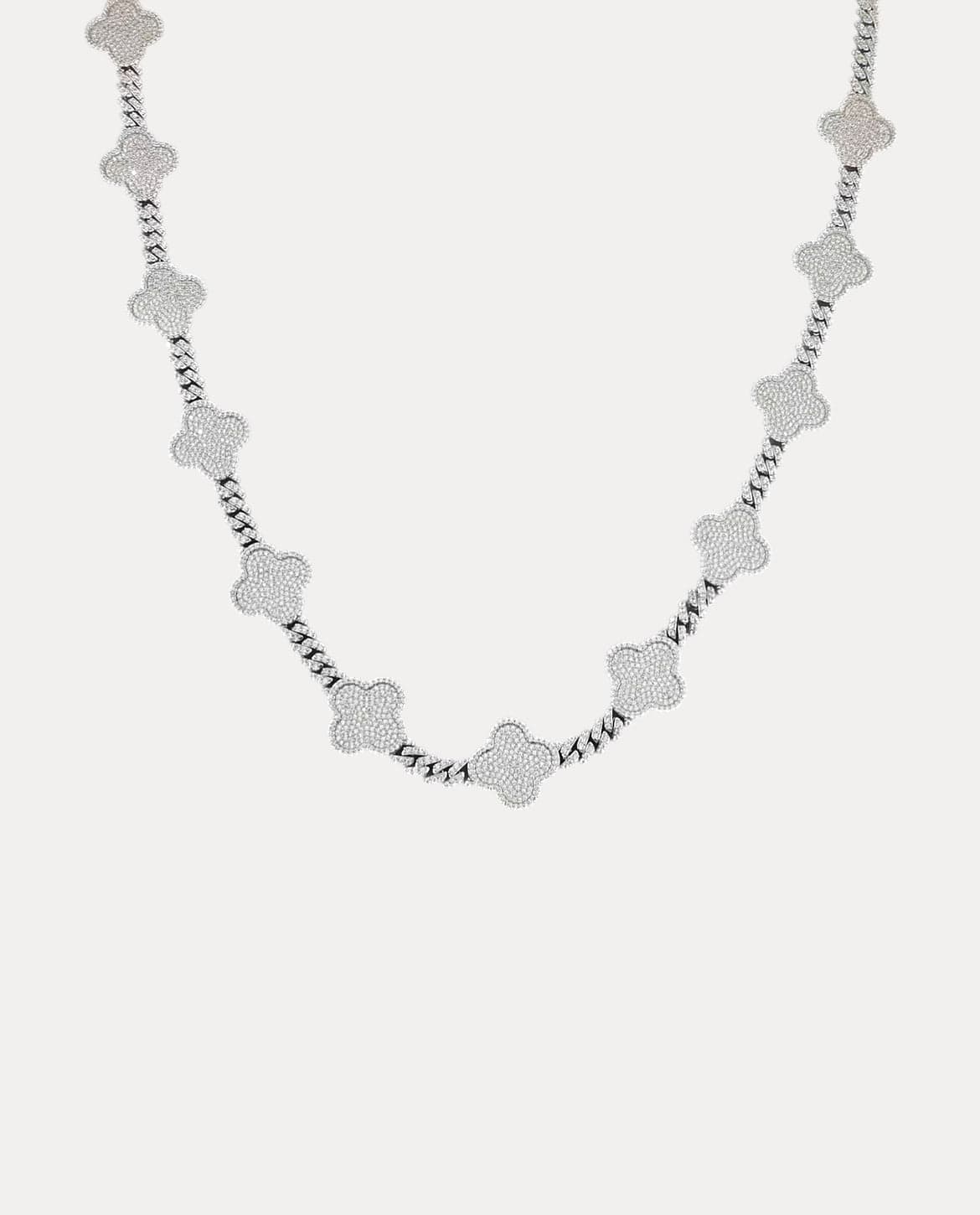 Moissanite Clover Cuban Chain - 925 Silver