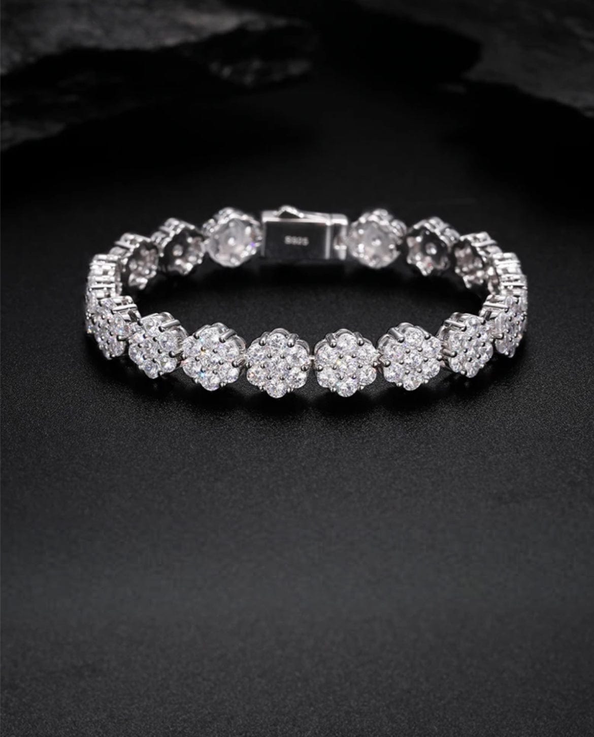 Moissanite Cluster Bracelet - 925 Silver