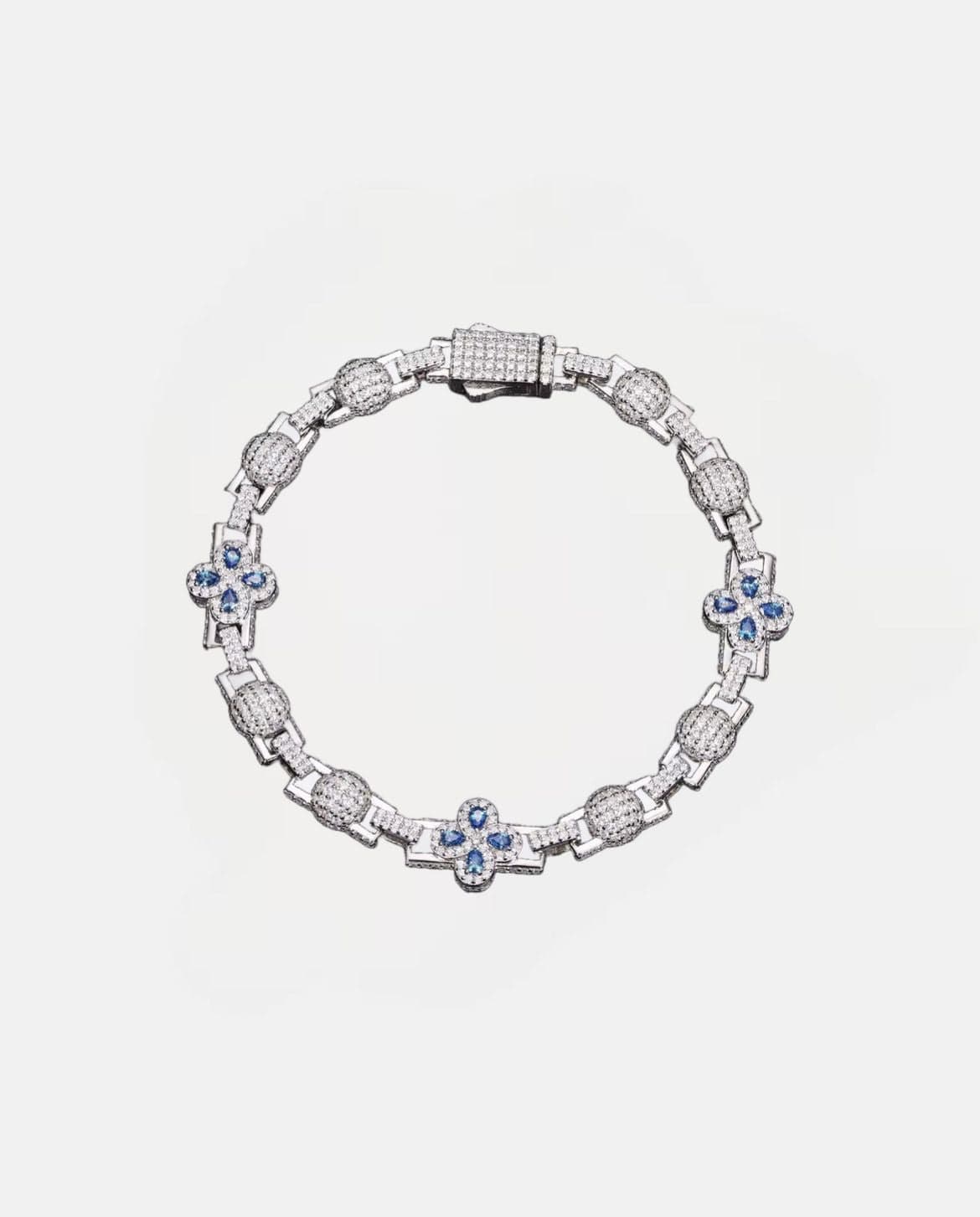 Moissanite Colored Clover Link Bracelet - 925 Silver