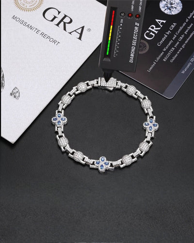 Moissanite Colored Clover Link Bracelet - 925 Silver