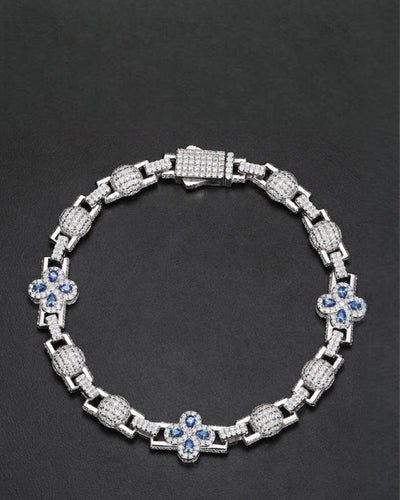 Moissanite Colored Clover Link Bracelet - 925 Silver