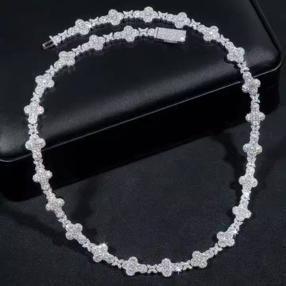 Moissanite Cross Cuban Link Chain - 925 Silver