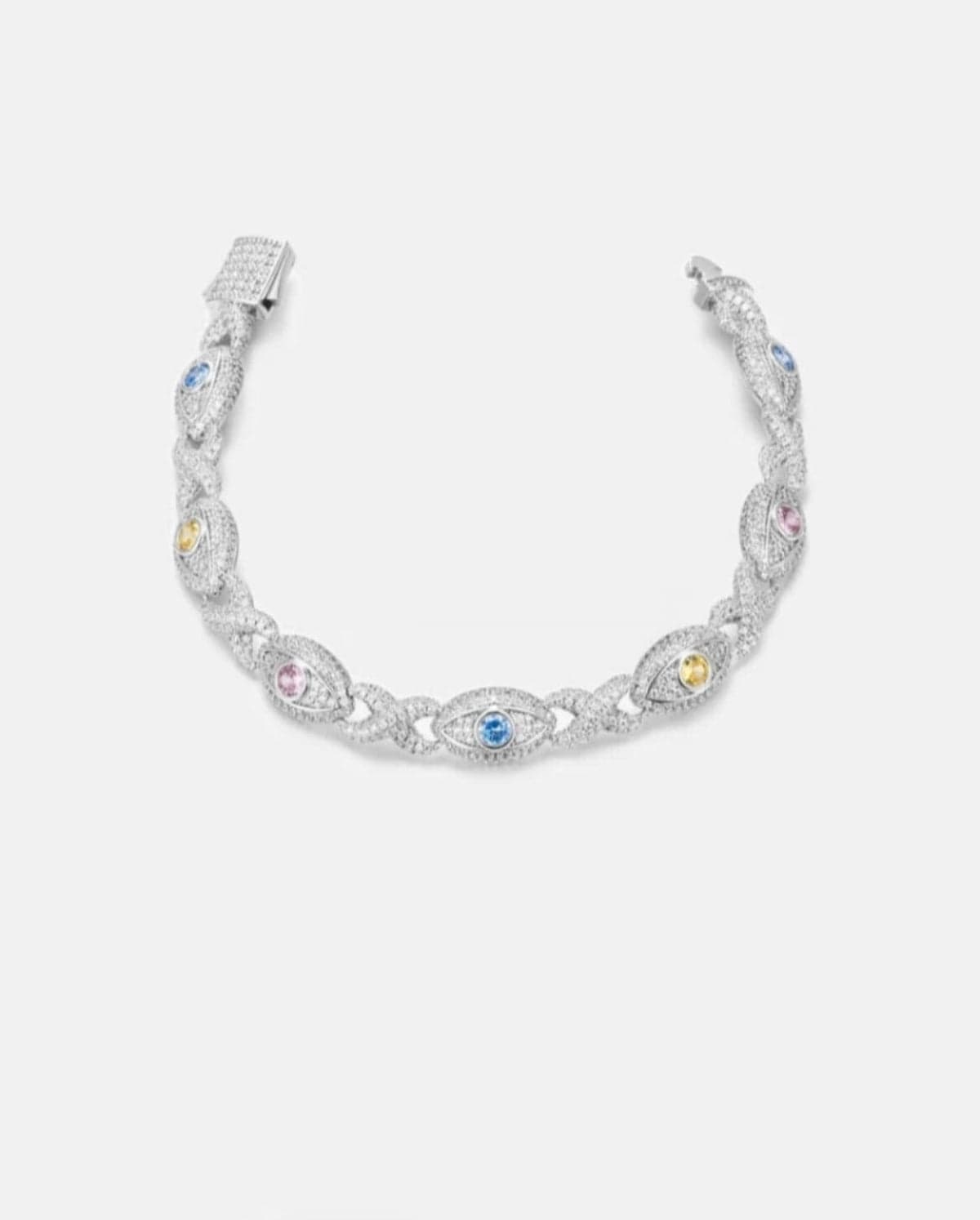 Moissanite Evil Eye Eternity Bracelet - 925 Silver