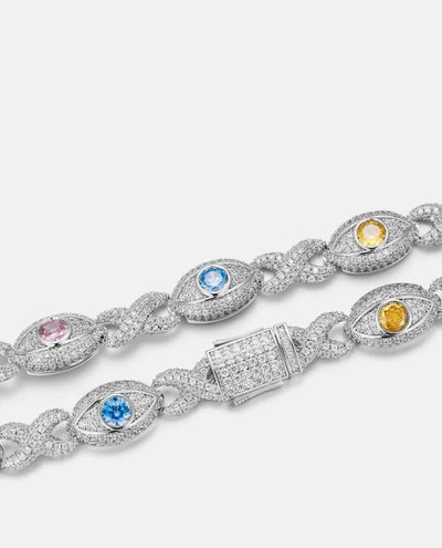 Moissanite Evil Eye Eternity Bracelet - 925 Silver