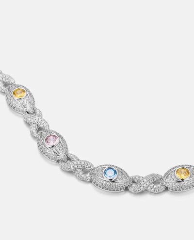 Moissanite Evil Eye Eternity Bracelet - 925 Silver