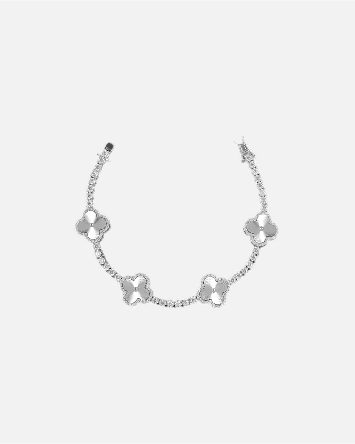 Moissanite Iced Clover Bracelet - 925 Silver