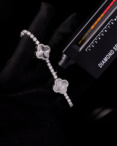 Moissanite Iced Clover Bracelet - 925 Silver