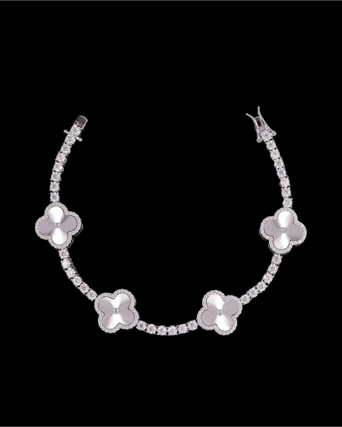 Moissanite Iced Clover Bracelet - 925 Silver