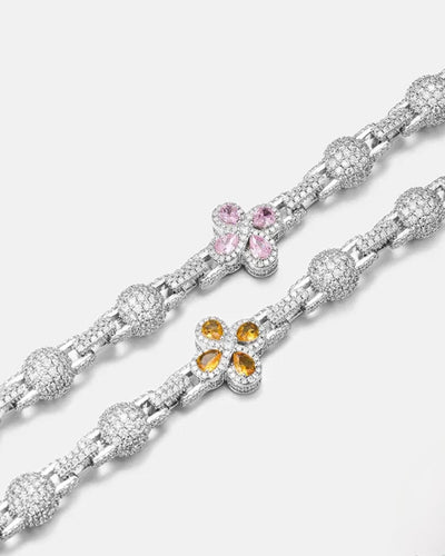 Moissanite Multi Color Clover Link Chain - 925 Silver