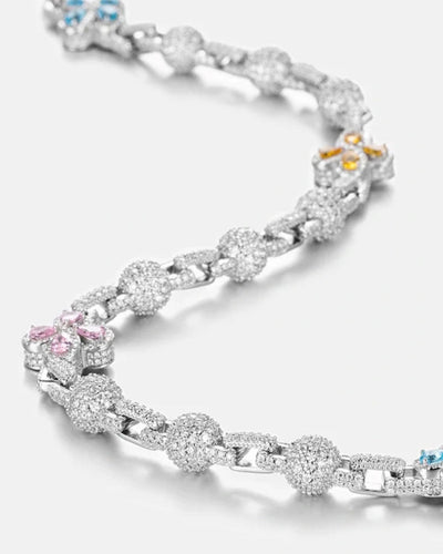 Moissanite Multi Color Clover Link Chain - 925 Silver