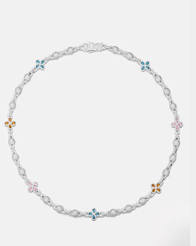 Moissanite Multi Color Clover Link Chain - 925 Silver