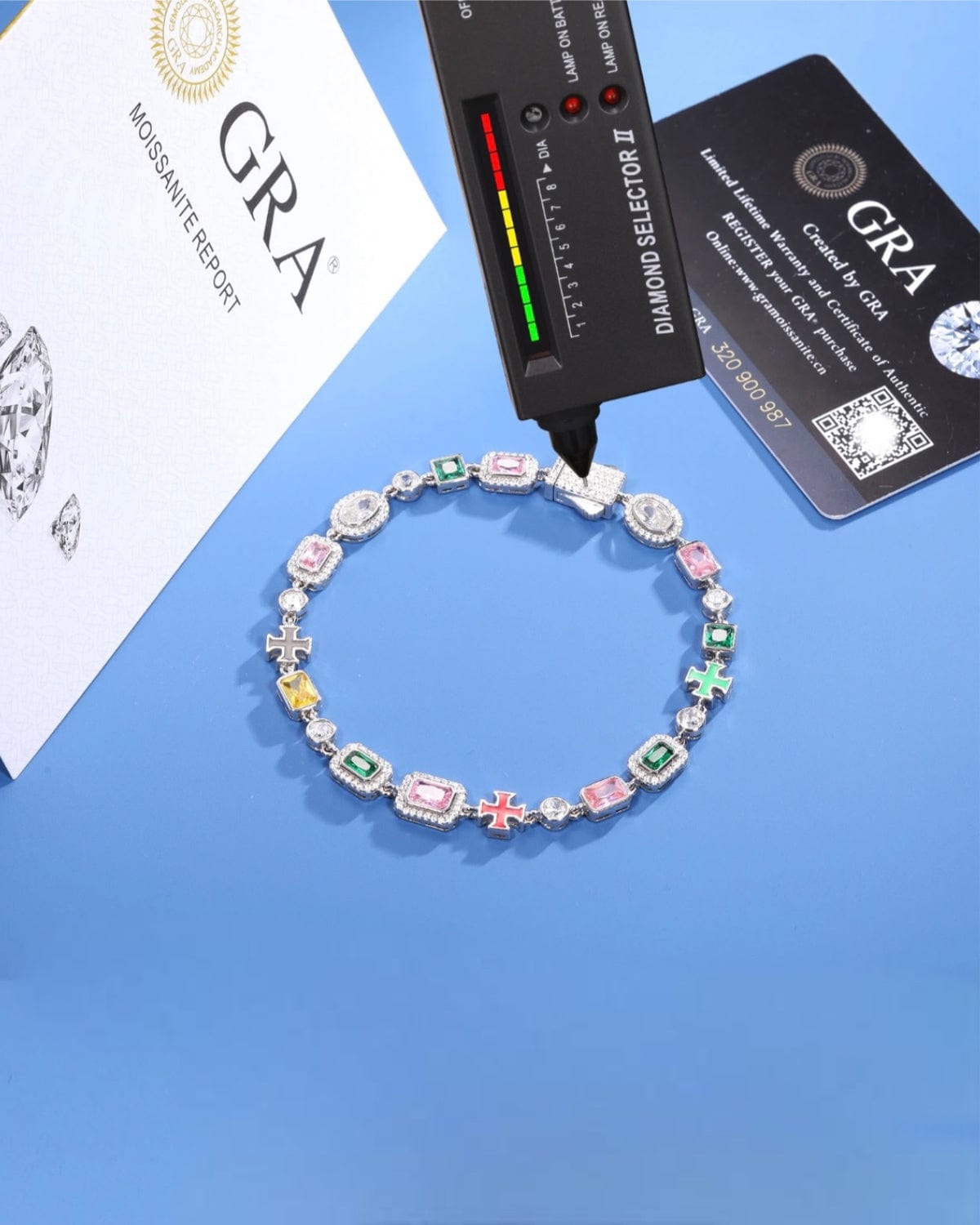 Moissanite Multi Gemstone Bracelet - 925 Silver