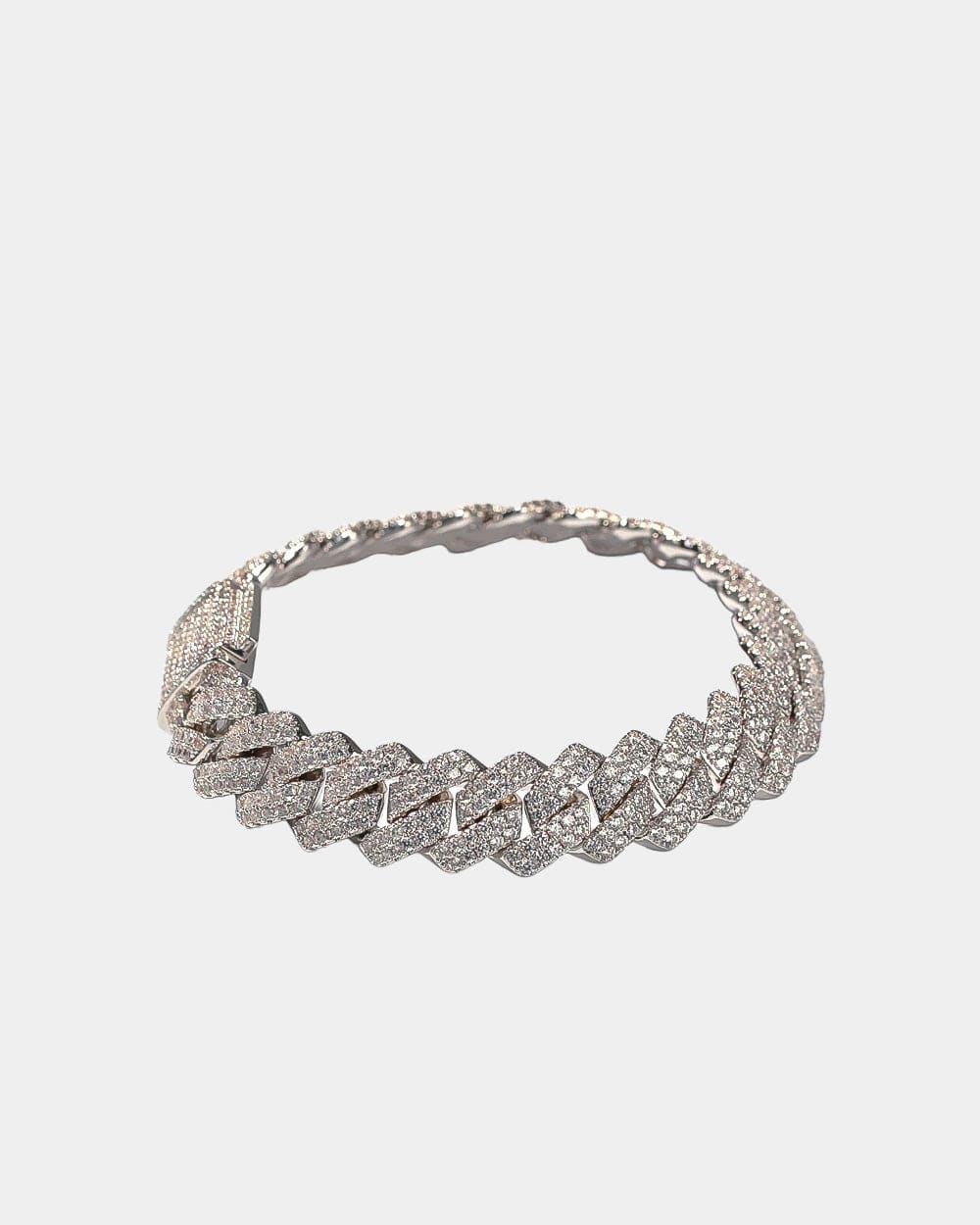 Moissanite Straight Edge Cuban Link Bracelet - 925 Silver