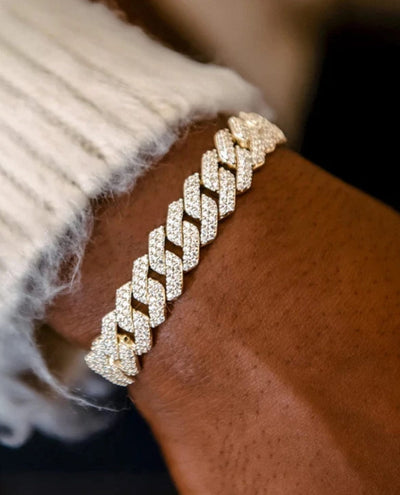 Moissanite Straight Edge Cuban Link Bracelet - 925 Silver