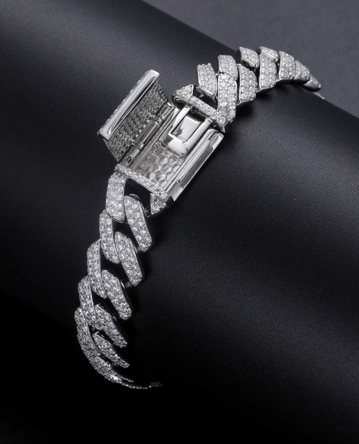 Moissanite Straight Edge Cuban Link Bracelet - 925 Silver