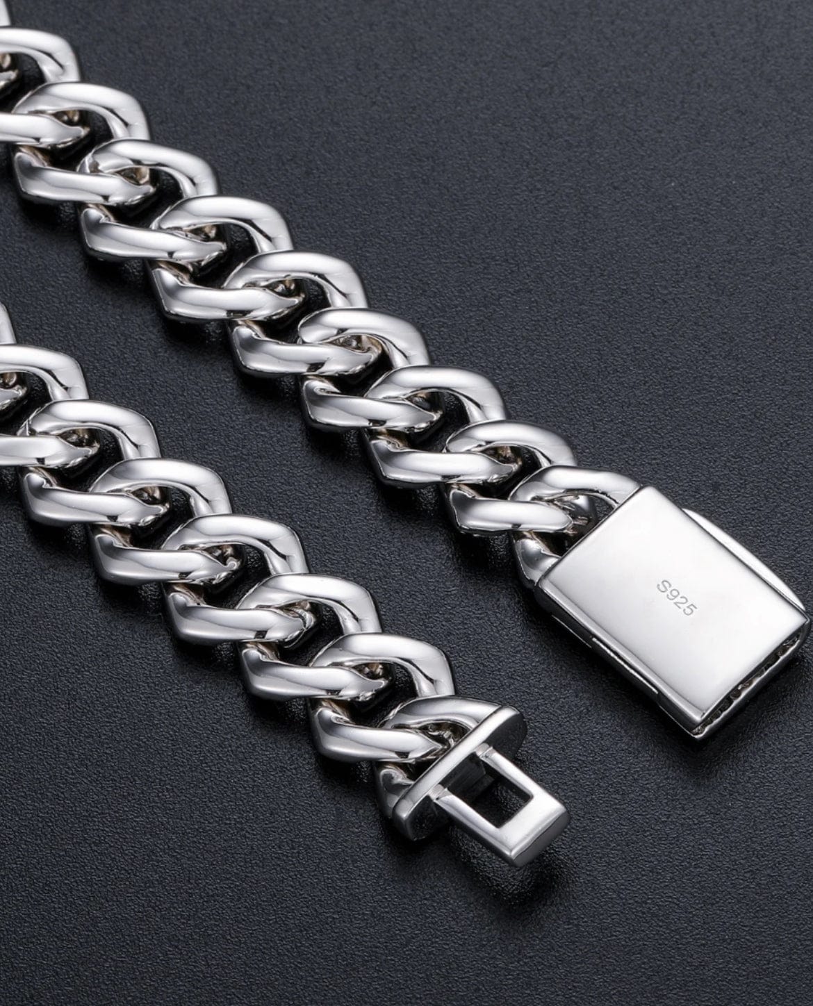 Moissanite Straight Edge Cuban Link Chain - 925 Silver