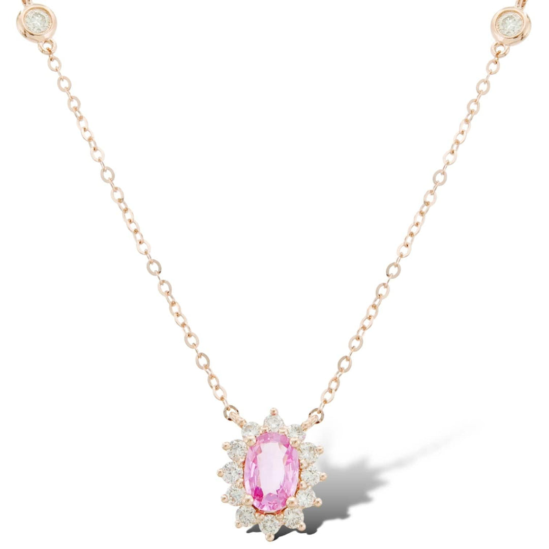9ct white & rose pink diamond necklace 9ct white & rose pink diamond necklace