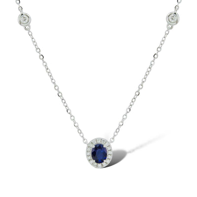 OVAL SHAPED PENDANT WITH SAPPHIRE AND DIAMONDS