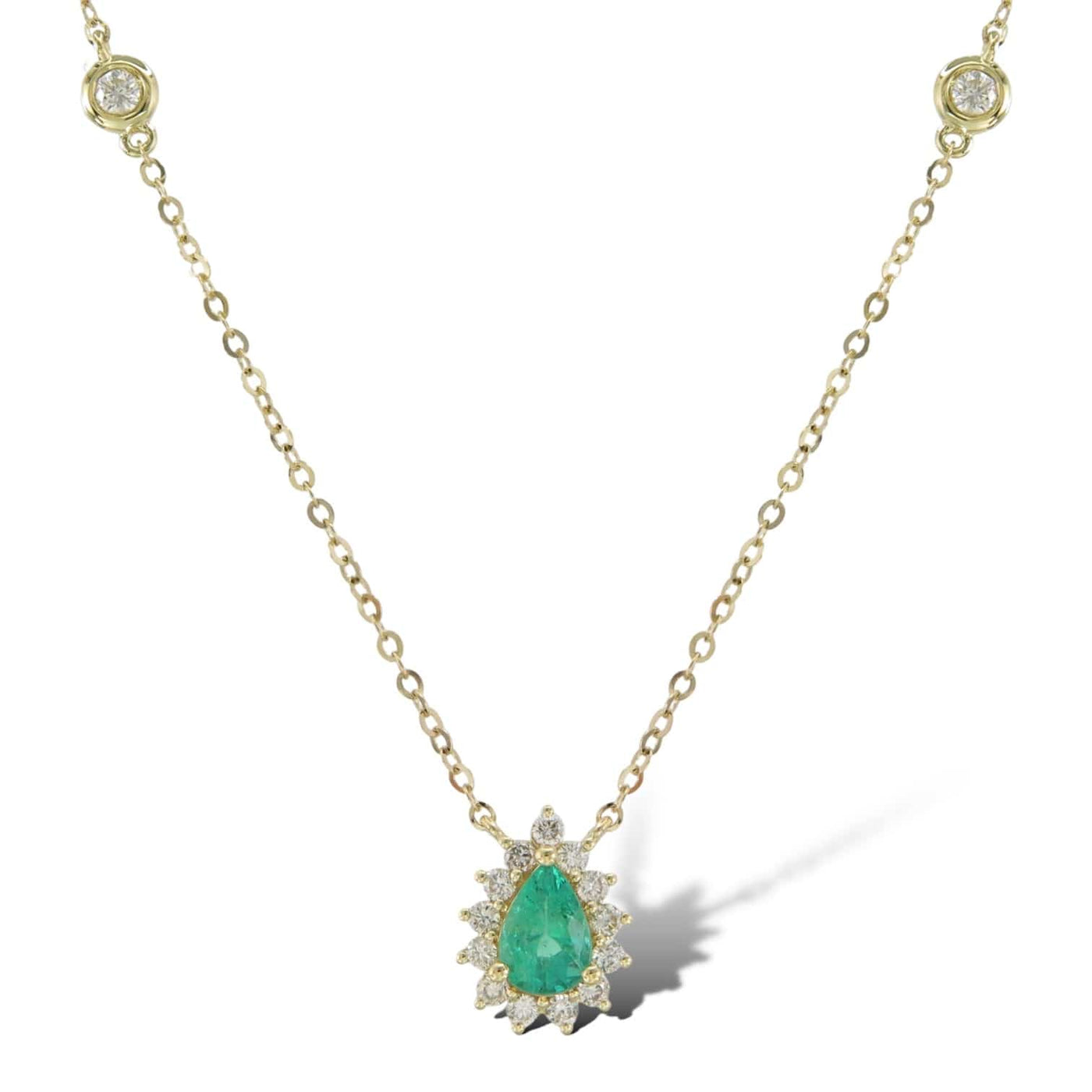 PEAR SHAPED DIANA PENDANT WITH EMERALD AND DIAMONDS