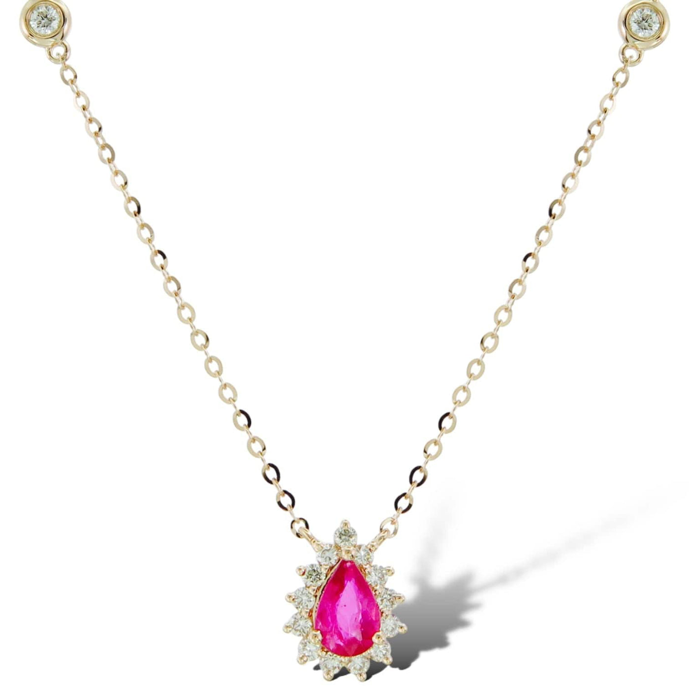 PEAR SHAPED DIANA PENDANT WITH RUBY AND DIAMONDS