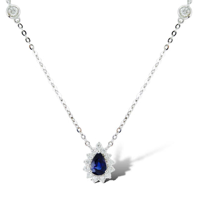 PEAR SHAPED DIANA PENDANT WITH SAPPHIRES AND DIAMONDS