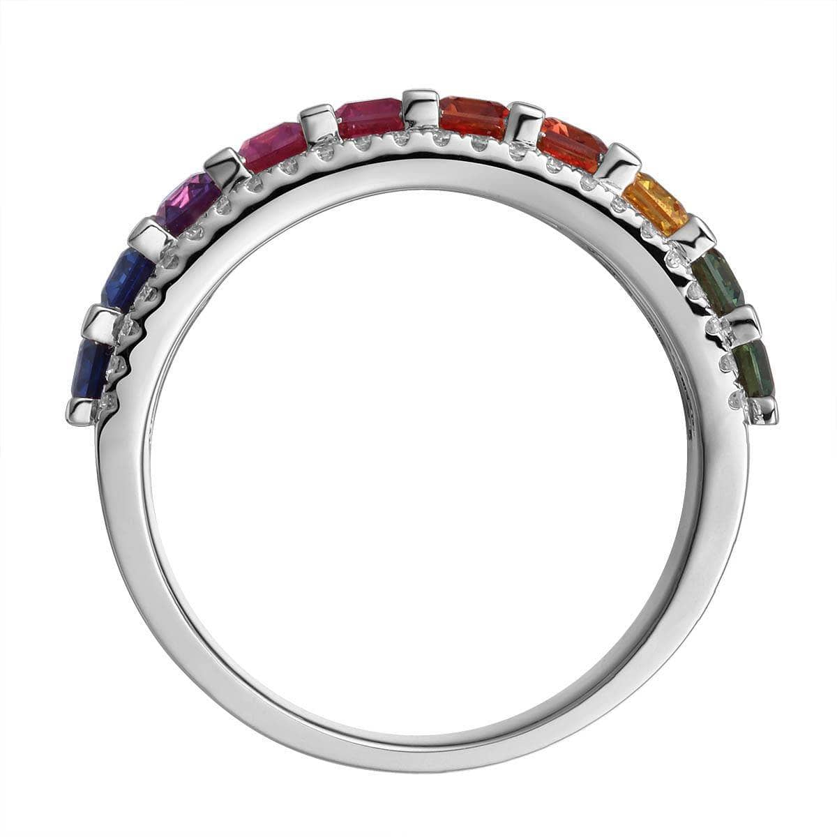 Rainbow Baguette Cascade Ring