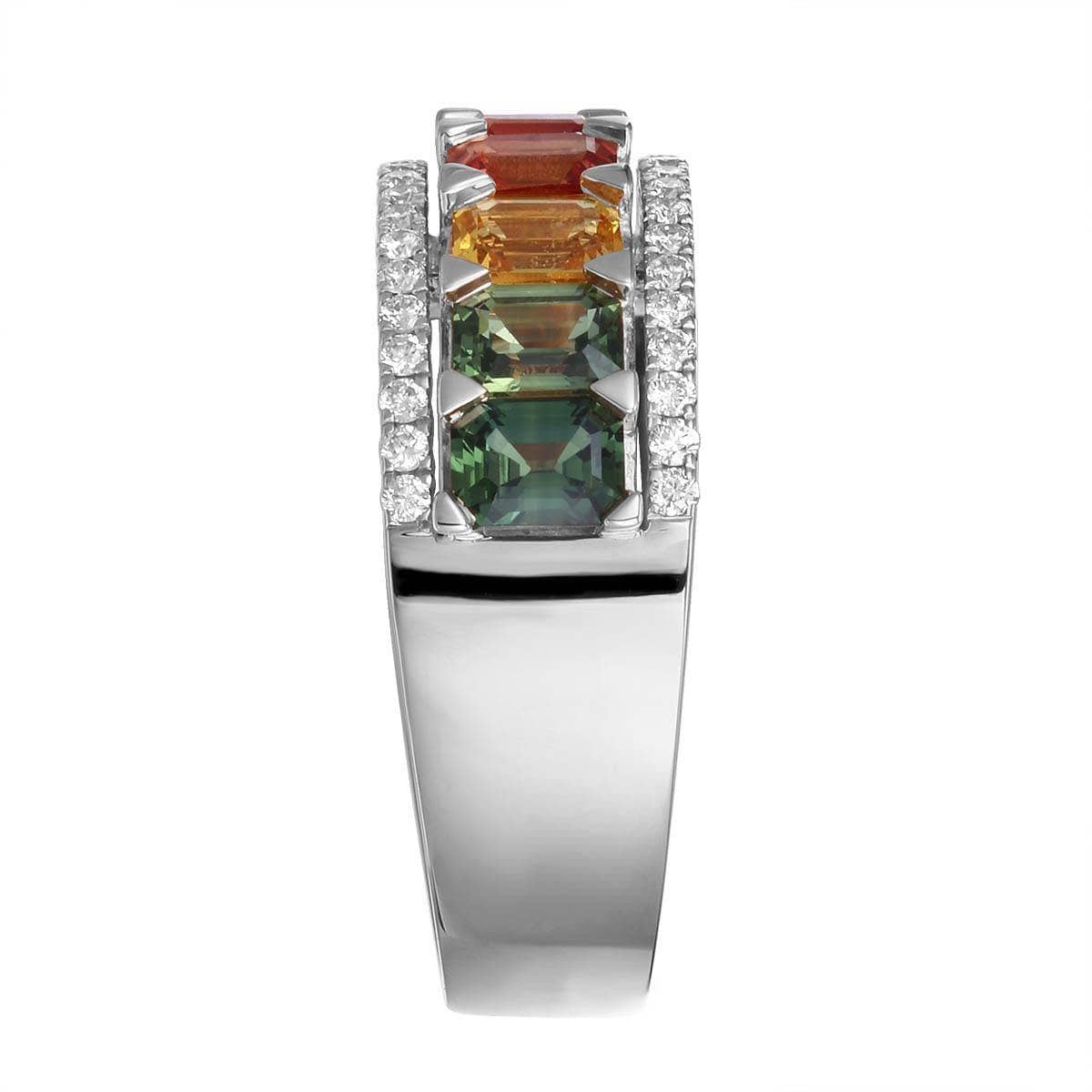 Rainbow Baguette Cascade Ring