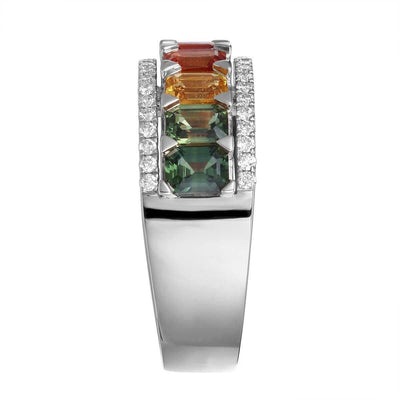 Rainbow Baguette Cascade Ring