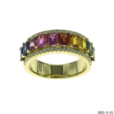 Rainbow Baguette Cascade Ring