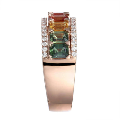Rainbow Baguette Cascade Ring