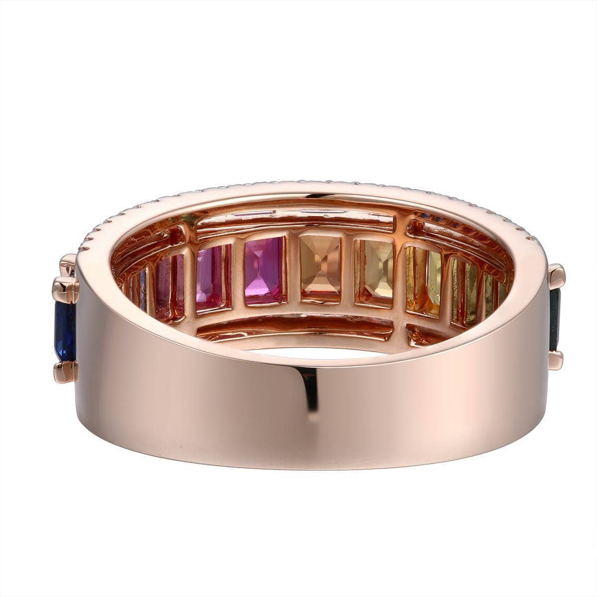 Rainbow Baguette Cascade Ring