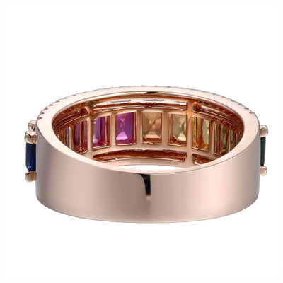 Rainbow Baguette Cascade Ring