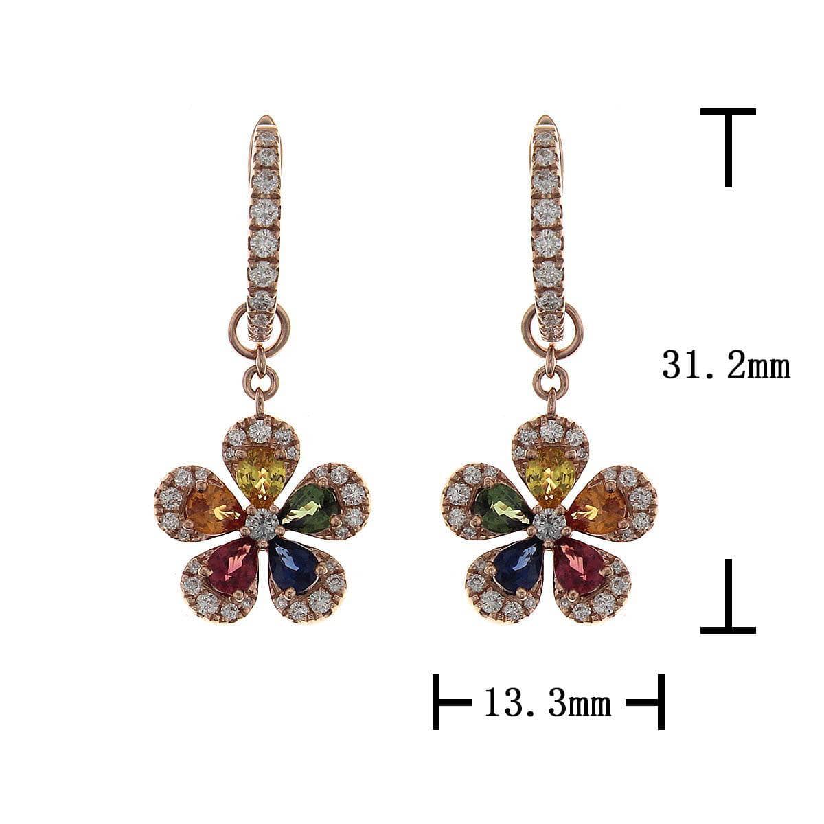 Rainbow Flower Hanging Earrings