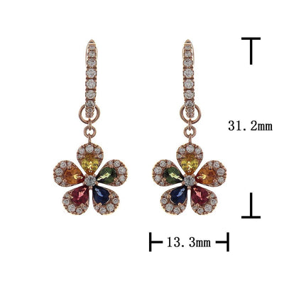 Rainbow Flower Hanging Earrings