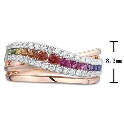 Rainbow Plain Crossover Ring