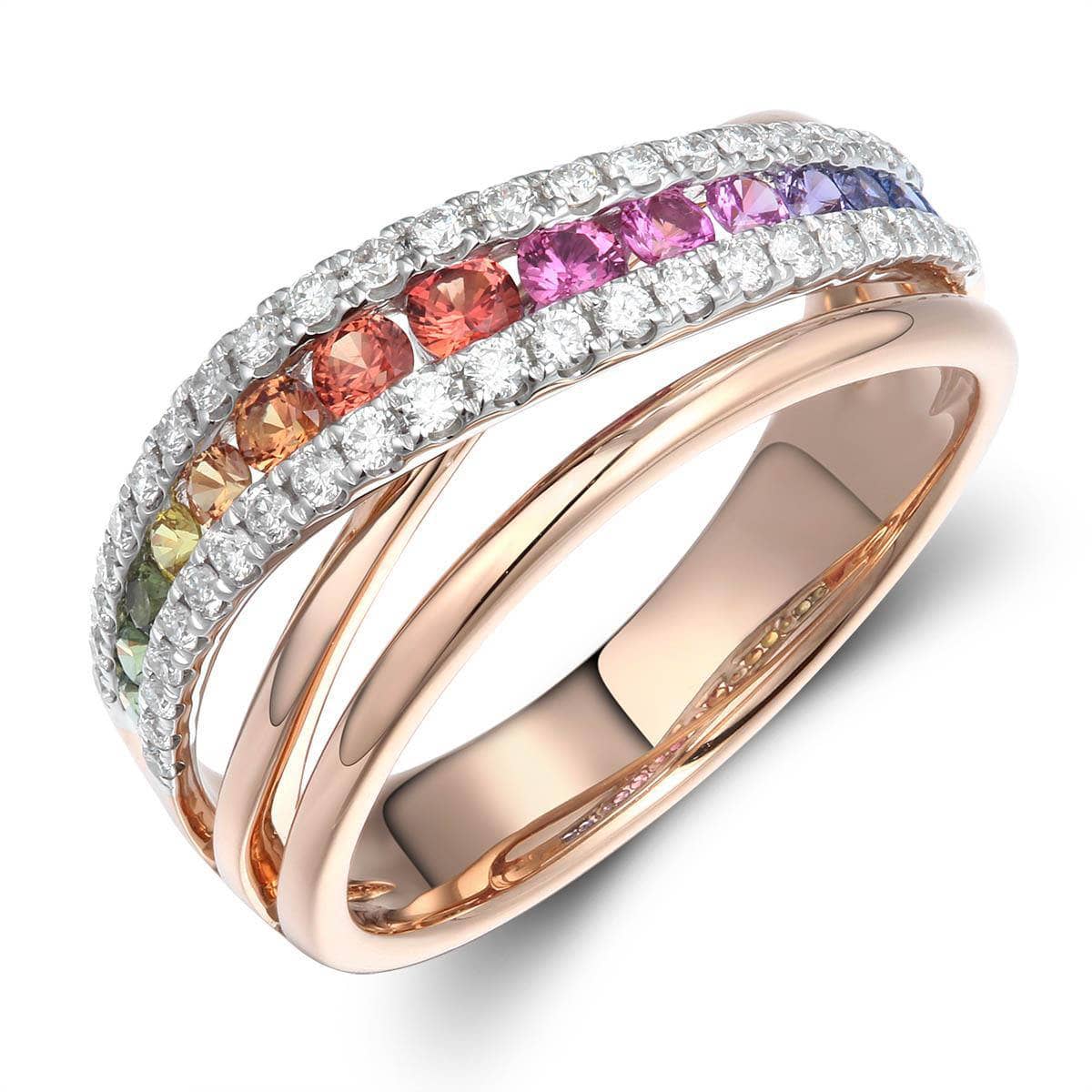 Rainbow Plain Crossover Ring