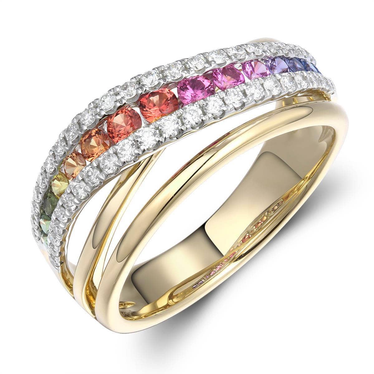 Rainbow Plain Crossover Ring